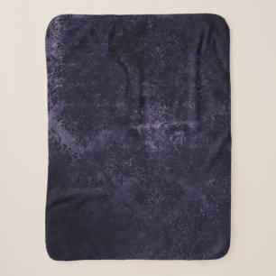 Velvety Midnight Damask   Indigo Lila Grunge Sherpadecke