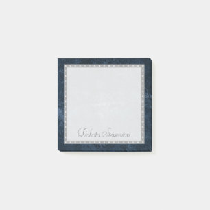 Velvety Navy Damask   Dark Blue Baroque Custom Post-it Klebezettel