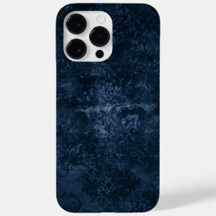 Velvety Navy Damask   Dark Blue Grunge Barock Case-Mate iPhone 14 Pro Max Hülle
