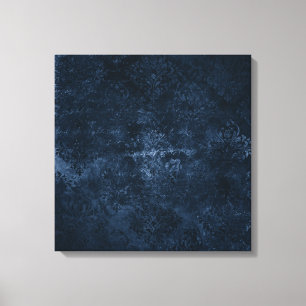 Velvety Navy Damask Dark Blue Grunge Barock Leinwanddruck