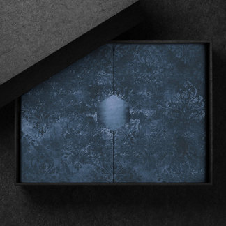 Velvety Navy Damask | Dark Blue Grunge Barock Seidenpapier