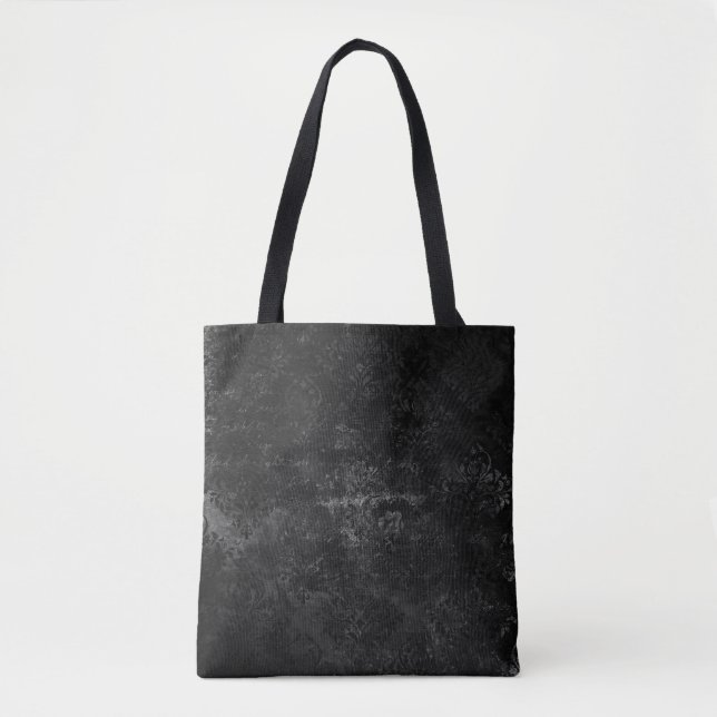 Velvety Onyx Damask | Black Vampy Grunge Baroque Tasche (Vorderseite)