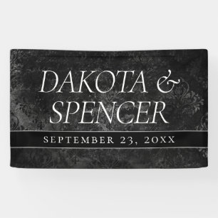 Velvety Onyx Damask   Black Vampy Grunge Custom Banner