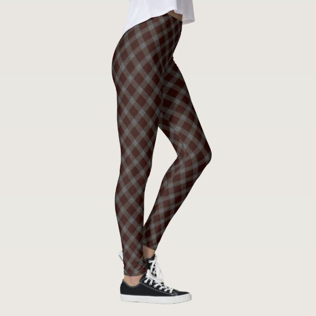 'Velvety' roter Quertratan Schach mit groben Teile Leggings (Rechts)