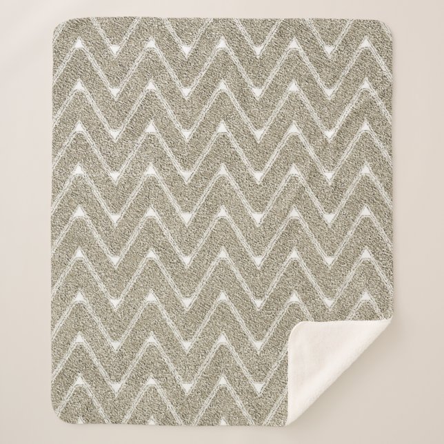 Velvety Sand Brown Zickzack Muster Sherpadecke (Vorderseite)