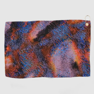 Velvety Textur mit rot-blauer Ölfarbe verschmiert Golfhandtuch