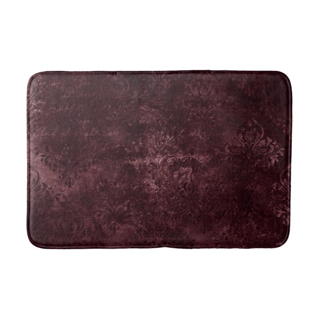 Velvety Wine Damask | Bordeaux Sangria Glam Badematte (Vorderseite)