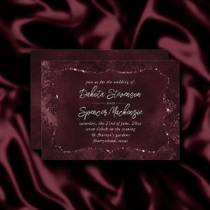 Velvety Wine Damask   Bordeaux Sangria Glam Einladung