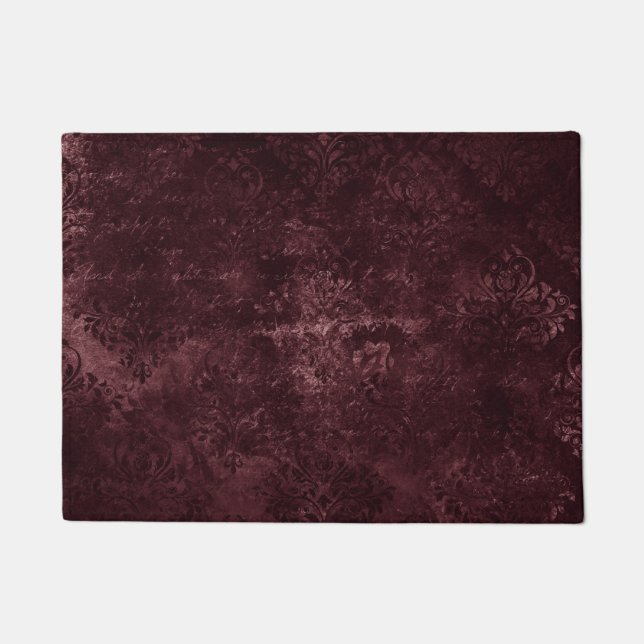 Velvety Wine Damask | Bordeaux Sangria Glam Fußmatte (Vorderseite)