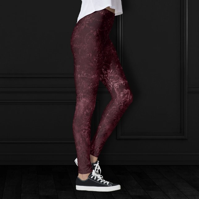 Velvety Wine Damask | Bordeaux Sangria Glam Leggings (Von Creator hochgeladen)