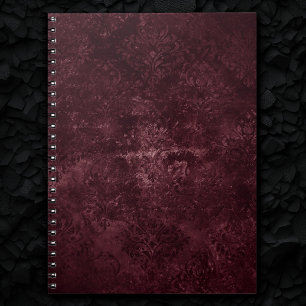 Velvety Wine Damask   Bordeaux Sangria Glam Notizblock