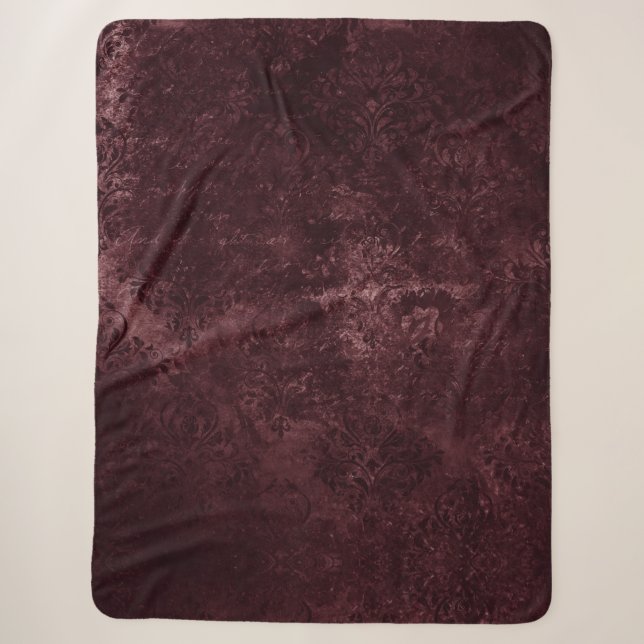 Velvety Wine Damask | Bordeaux Sangria Glam Sherpadecke (Vorderseite)