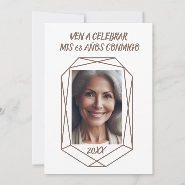 Ven A Celebrar mis 68 Años Fiesta de Cumpleaños Einladung (Vorderseite)