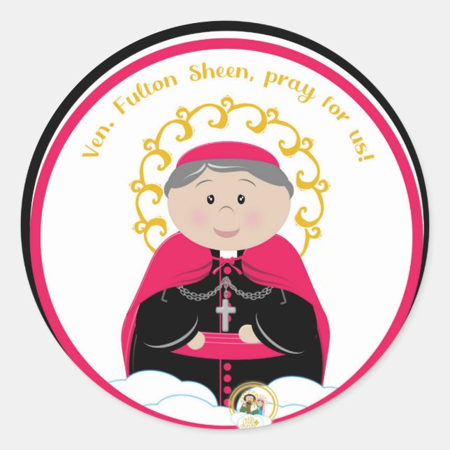 Ven. Fulton Sheen Runder Aufkleber (Vorderseite)