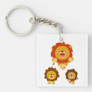 'Venant! !" 3 Porte - clé Acrylique Lions Cartoon