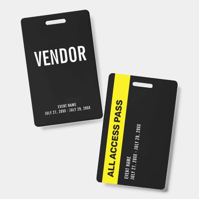 Vendor All Access Pass Event ID Badge Ausweis (Vorder- & Rückseite)
