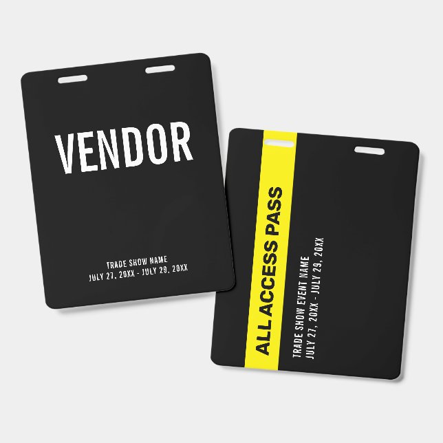 Vendor Trade Show Event ID Badge Ausweis (Vorder- & Rückseite)