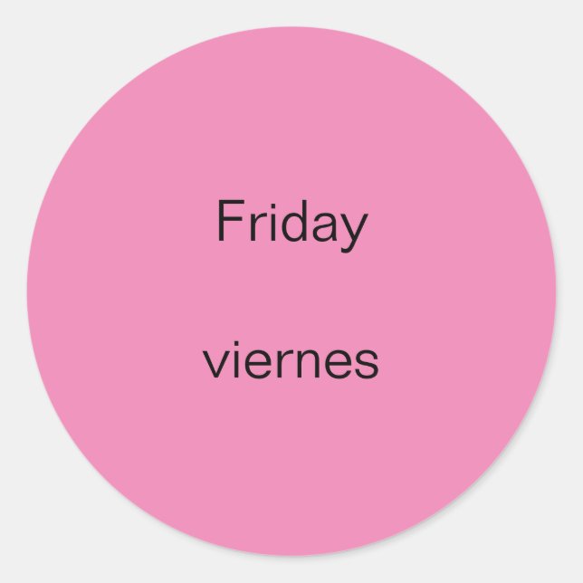 Vendredi viernes Stickers Anglais à Espagnol (Devant)