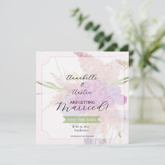 Vendretti Blau Durchscheinender Bogen und Bouquet Save The Date