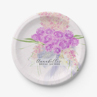 Vendretti Blaue Transparente Schleife und Bouquet Pappteller