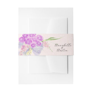 Vendretti Reines Blaues Blumenbouquet auf Rosa Einladungsbanderole