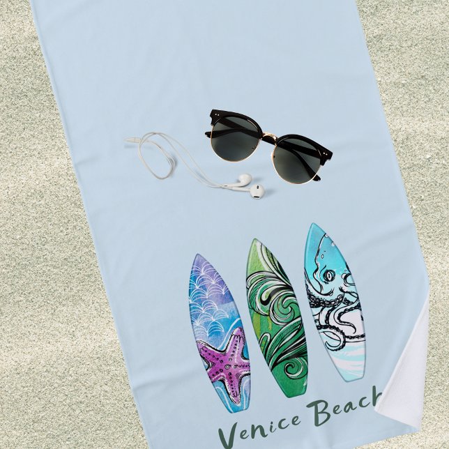 Venedig Beach California Surfboards Personalisiert Strandtuch (Von Creator hochgeladen)