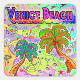 Venedig Beach Vacacation Zielaufkleber Quadratischer Aufkleber