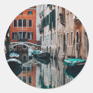 Venedig Boote Runder Aufkleber