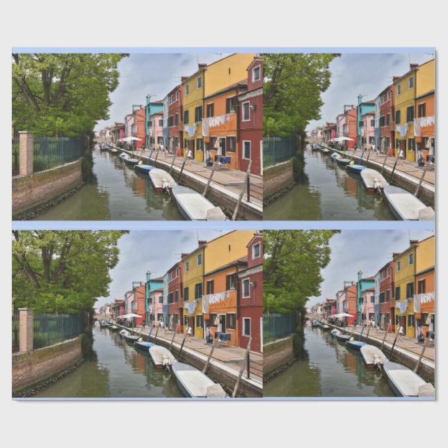 Venedig Burano Kaffeetasse Geschenkpapier (Flach)