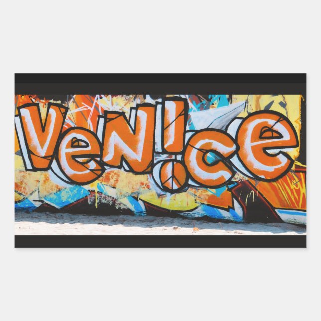 Venedig, California Street Art, Graffiti, Rechteckiger Aufkleber (Vorderseite)