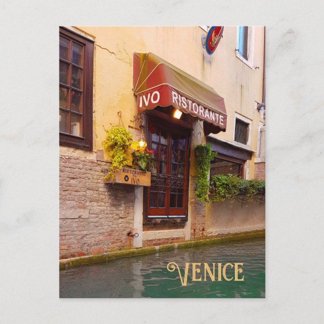 Venedig Canal Architecture Ristorante Street Postkarte (Vorderseite)