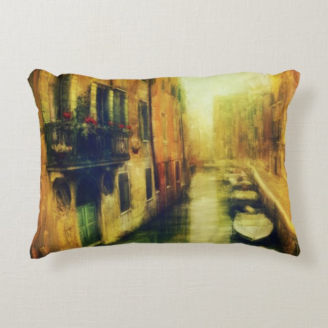 Venedig Canal Balcony Malerei Dekokissen (Vorderseite)