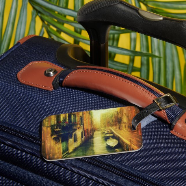 Venedig Canal Balcony Malerei Gepäckanhänger (Vorderseite Insitu 3)