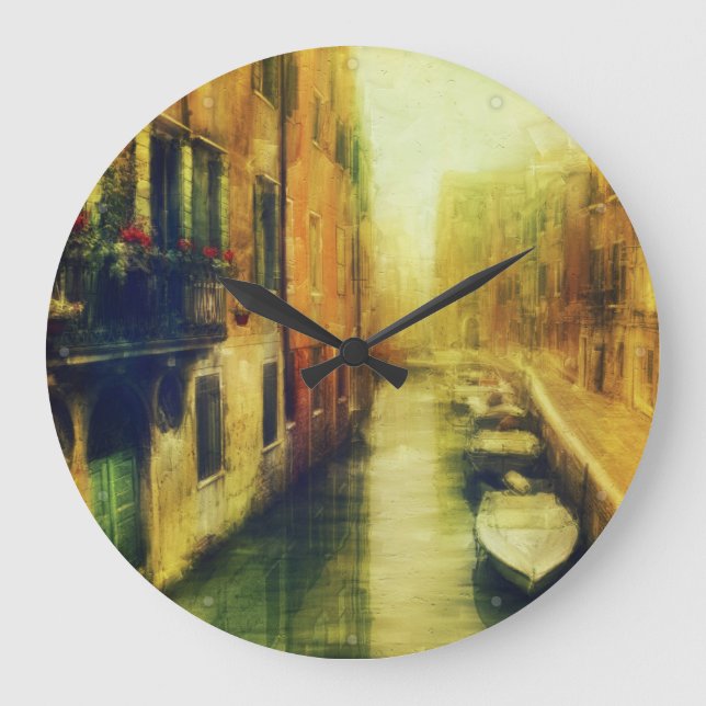 Venedig Canal Balcony Malerei Große Wanduhr (Vorderseite)