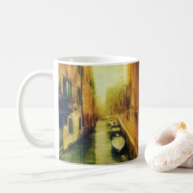 Venedig Canal Balcony Malerei Kaffeetasse (Mit Donut)