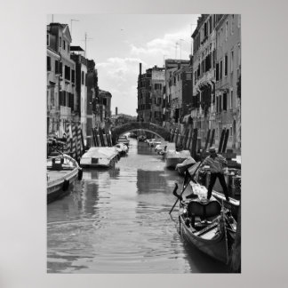 Venedig Canal Poster Black and White