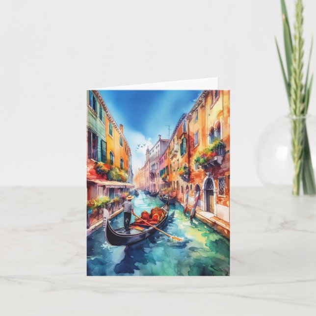 Venedig Canals Italy Watercolor Karte (Vorderseite)