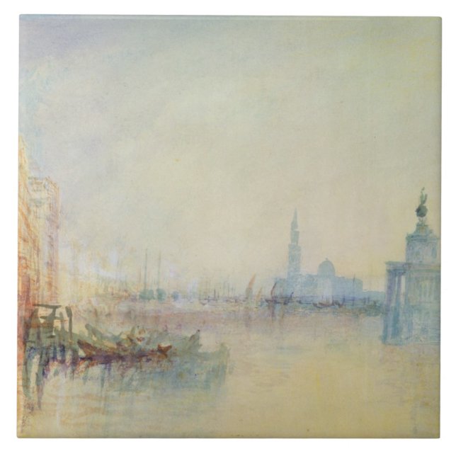 Venedig, der Mund des Canal Grande, c.1840 (w/c Fliese (Vorderseite)