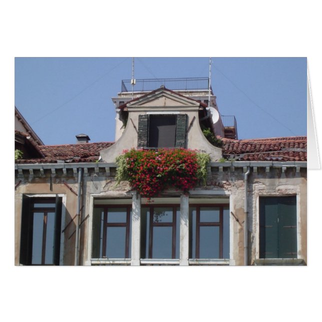 Venedig-Fenster-Blumen-Kasten-leere Karte (Vorderseite (Horizontal))