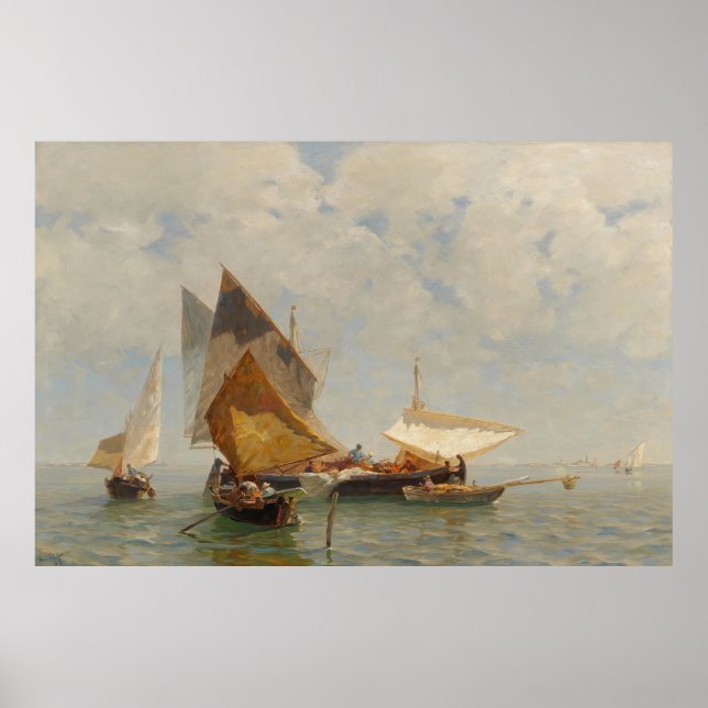 Venedig, Fischerboot in der Lagune (1889) Poster (Vorne)