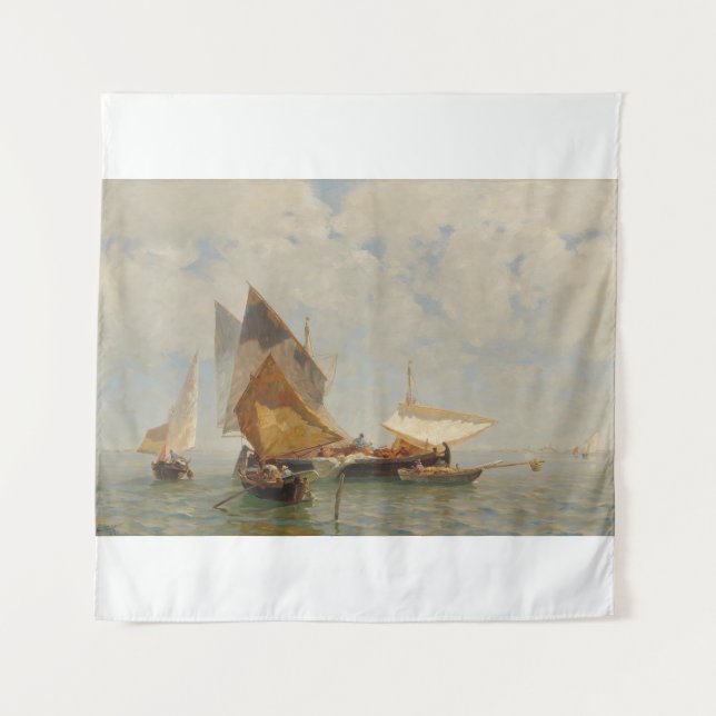 Venedig, Fischerboot in der Lagune (1889) Wandteppich (Vorderseite)