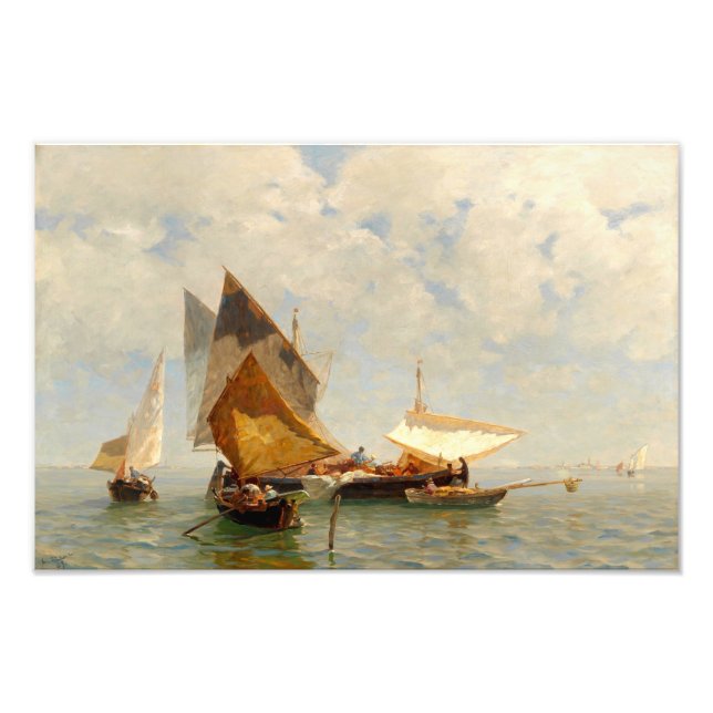 Venedig, Fischerboot in der Lagune Fotodruck (Vorne)
