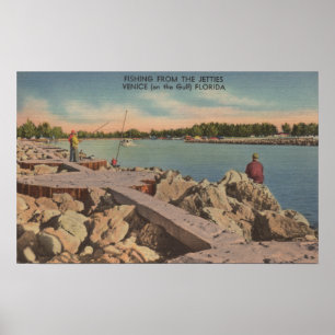 Venedig, Florida - Fischen-Szene auf den Poster