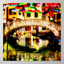 Venedig Gondeln entlang des Schirmwegs und ☔  Poster