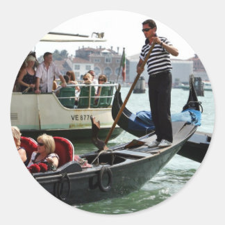 VENEDIG GONDOLIERS AUF DEM GROSSKANAL RUNDER AUFKLEBER