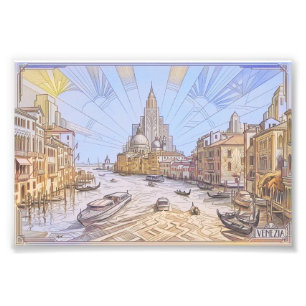 Venedig Grand Canal Art Deco Retro Reise Druck