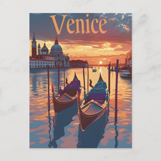 Venedig-Illustration Postkarte (Vorderseite)