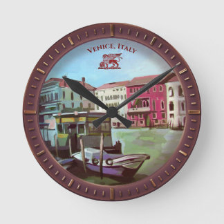 Venedig (IT) - Bootstation am Canale Grande Runde Wanduhr