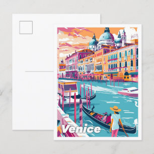Venedig Italien Art Vintage Illustration Postkarte