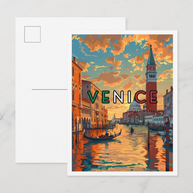 Venedig Italien Art Vintage Postkarte (Vorne/Hinten)